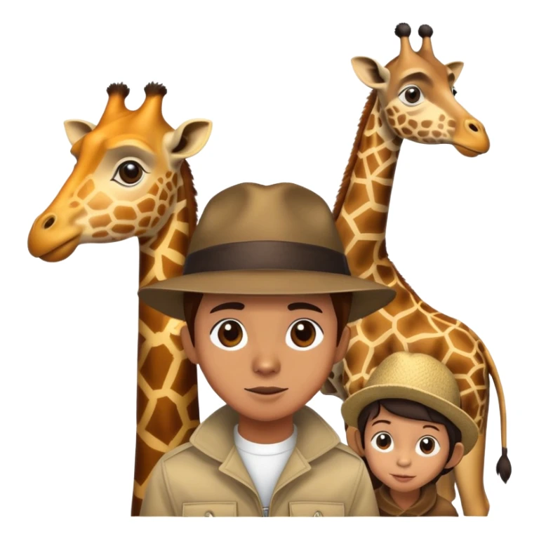 a person visiting a zoo with animals like giraffe and monkey in the background sticker