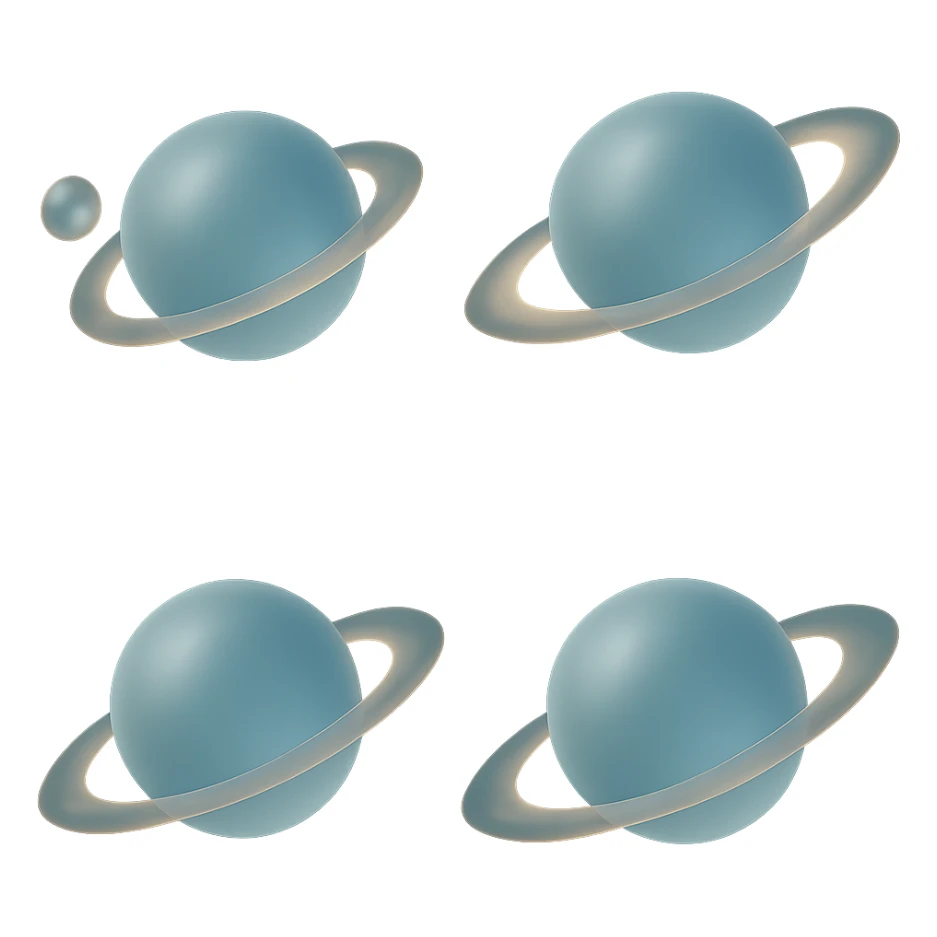 Add a moon orbiting Saturn in matte glass style, with no background. sticker