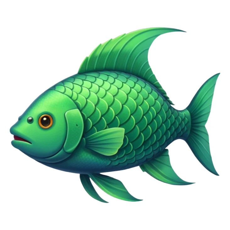 the flat side view of a green common fictional fish sticker