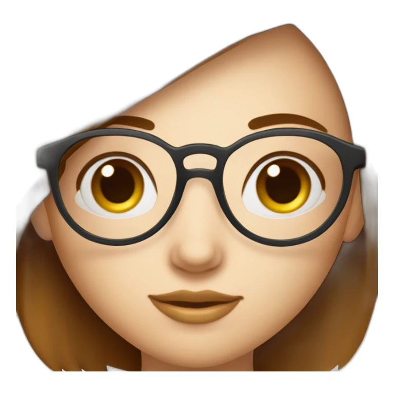 Fille a lunettes cheveux lisses brun mi-court sticker