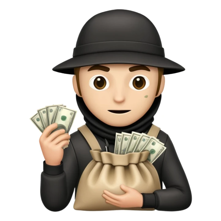 robber holding a bag of money sticker