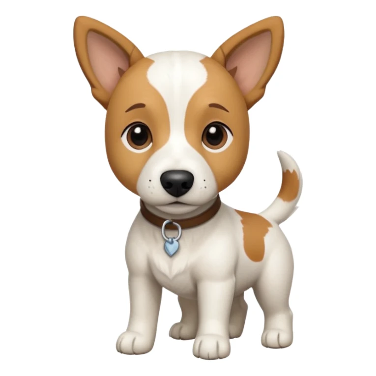a full body facing front on of a buff white beagle cross jack russell terrier looking dog the size of a kelpie with light brown long ears resting on its face and a light brown patch above one eye and a large snout. the rest of the dog is completely white.  sticker