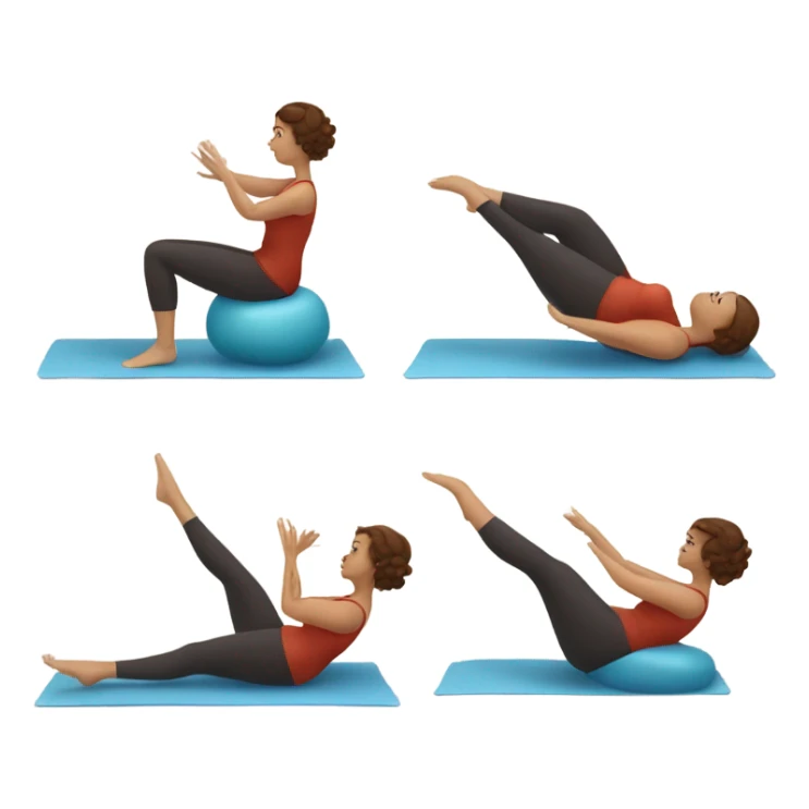 Pretty voluptuous Woman with short brown hair doing Pilates exercises  sticker