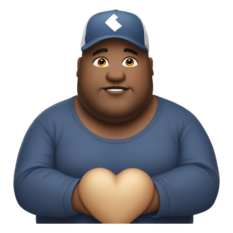 Fat guy with sideways ball cap making a heart with his hands  sticker