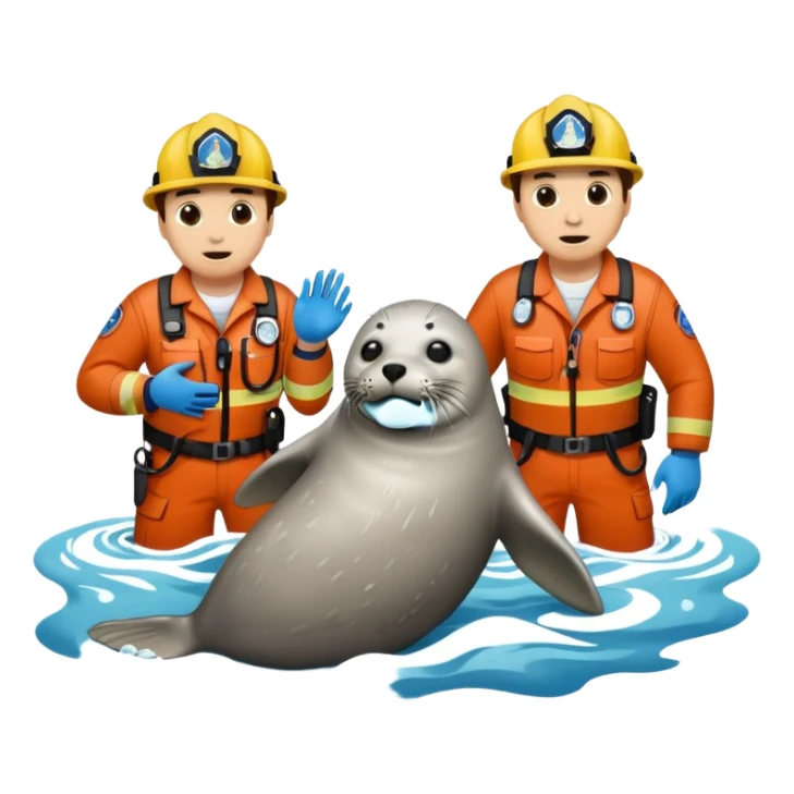 National Oceanic and Atmospheric Administration rescue workers rescue a seal multiple workers sticker