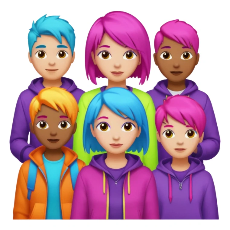 Neon Haired People different person,different hair color sticker