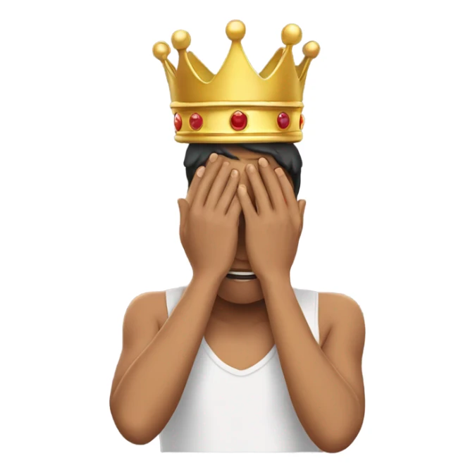 person covering their face with crown on  sticker