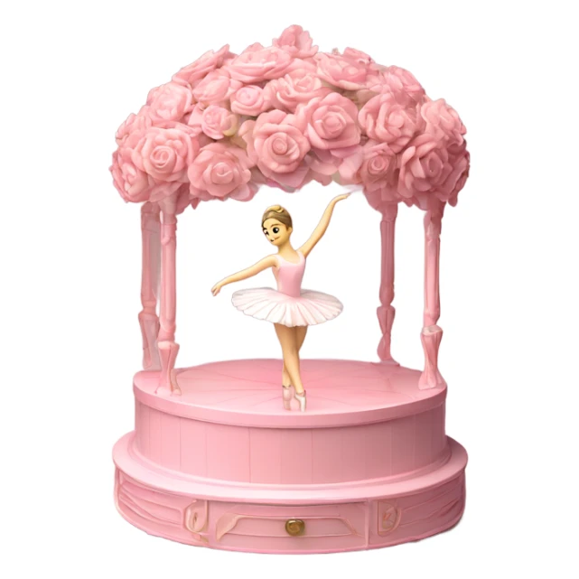 3d isometric soft pink ballerina music box flowers sticker