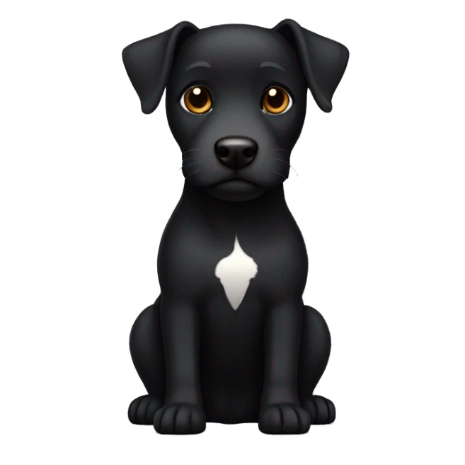 A black Patterdale Terrier dog with a white patch on its chest and brown eyes. sticker