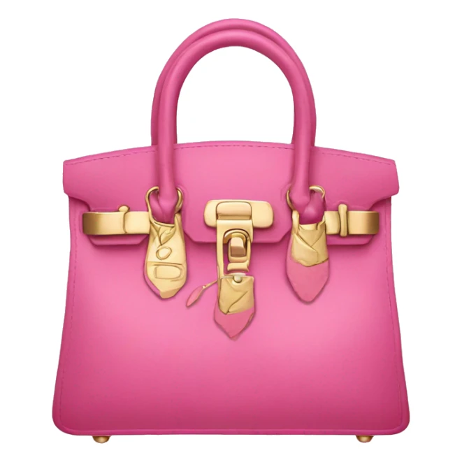hand with gold nails holding pink birkin bag sticker