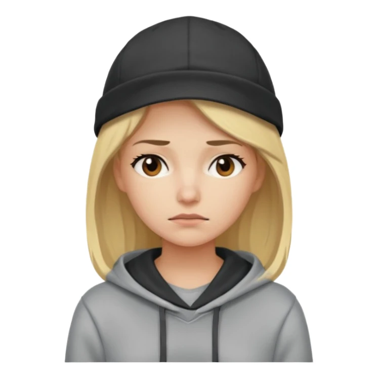 Blonde female tech developer going back to work after christmas holidays, looking tired and wearing a hoodie and cap sticker