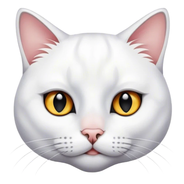 White cat with black spot near her nose and  sticker
