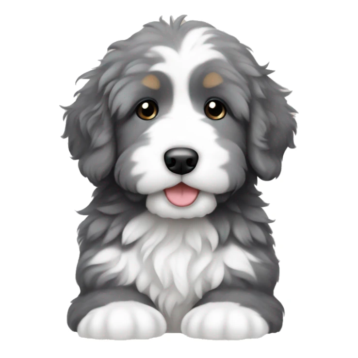 Grey and white fluffy bernedoodle puppy  sticker