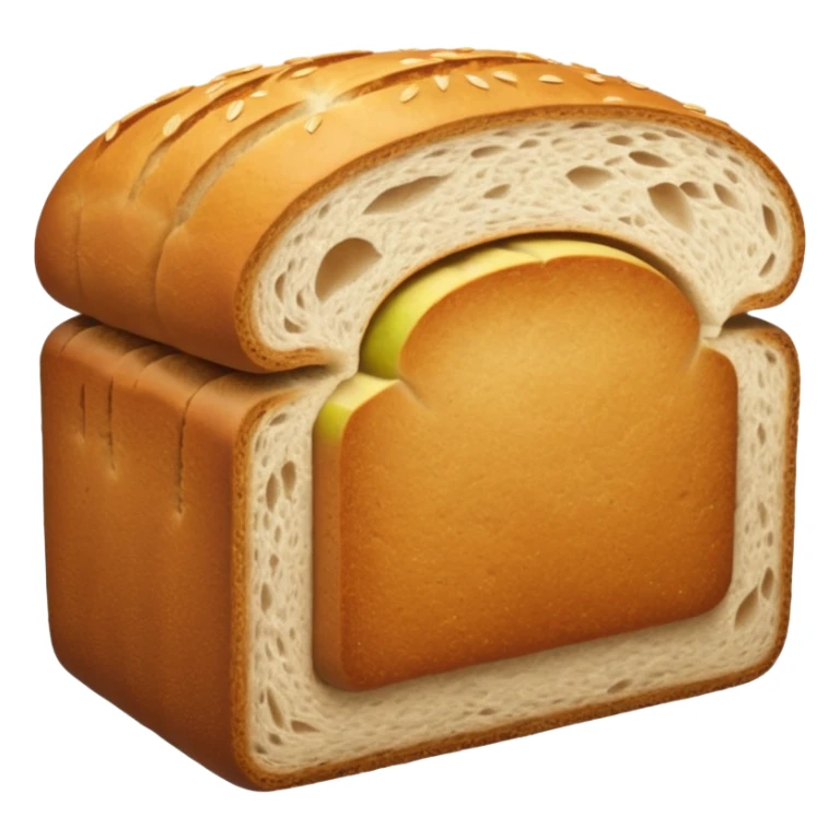 Whole-grain carbs emoji: simple, bright icon of whole grains or whole-grain bread, Apple-style sticker