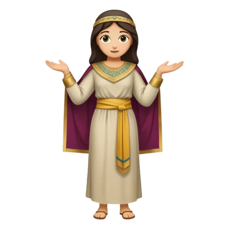 fullbody Middle Eastern woman from Jerusalem, 1st century, tunic and sash, emoji style sticker
