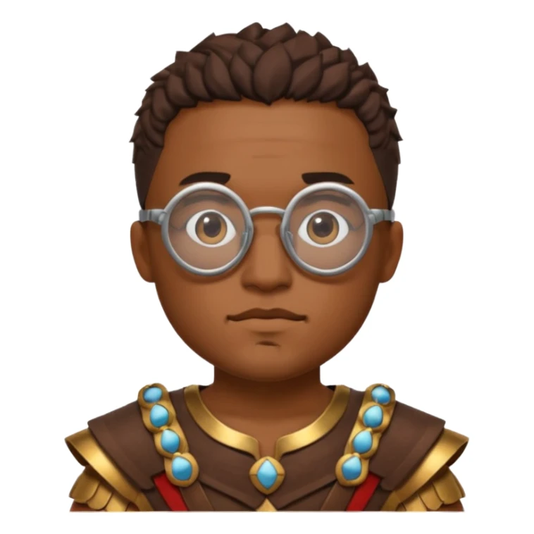 Xeko, wearing gladiator cloth, big round glassed sticker