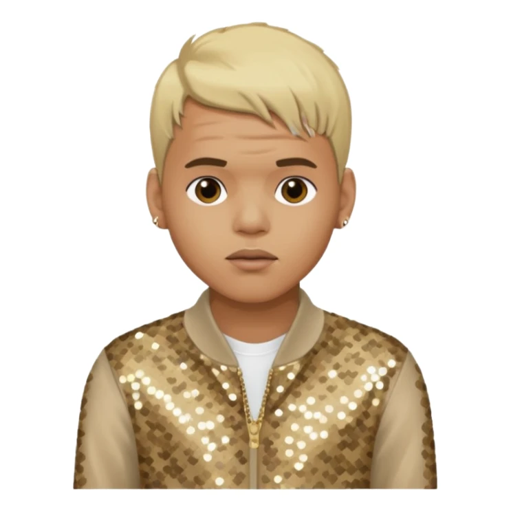 Chris Brown with blonde hair, beige sequin outfit sticker