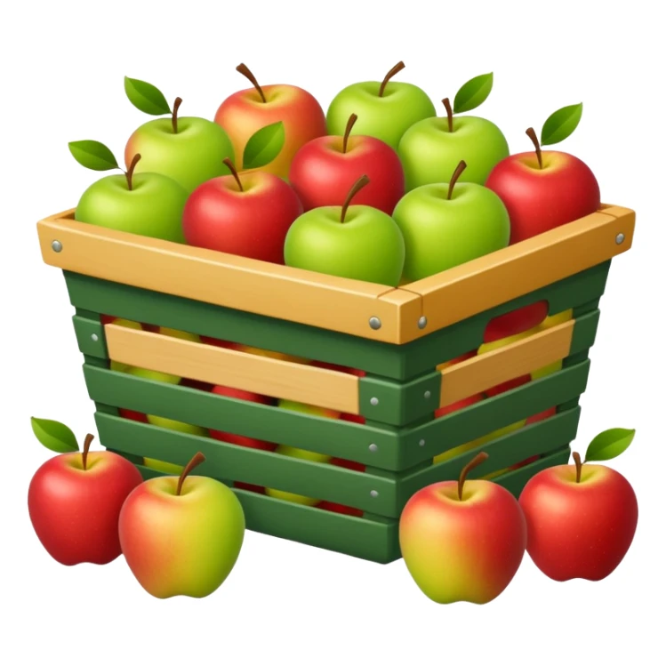 Red, green and yellow apples in a hamper sticker