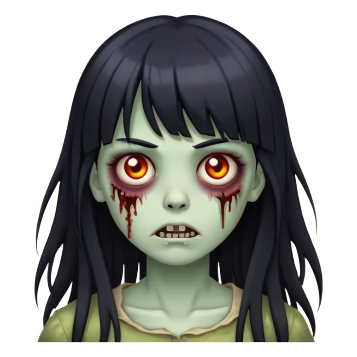 zumbie girl with black long hair with bangs  sticker