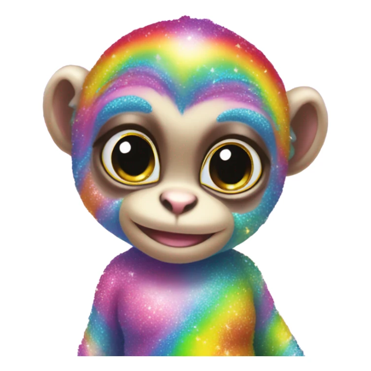Lisa frank sparkly rainbow baby monkey sticker