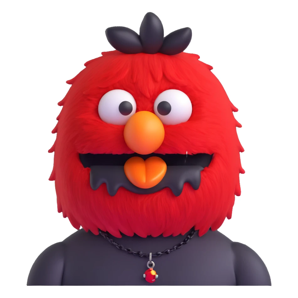 annoyed emo Elmo with piercings and a choker sticker