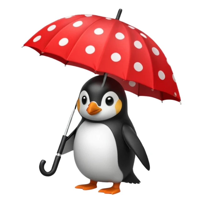 Penguin with red polka-dot umbrella sticker