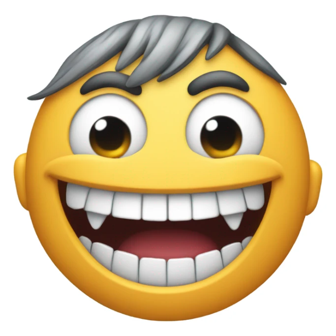 Creepy smiling emoji with too many teeth sticker