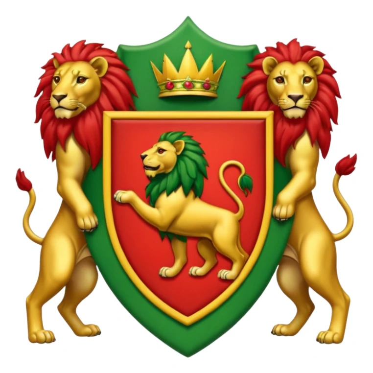 Bob Marley heraldic crest with ethiopian lions and colors sticker