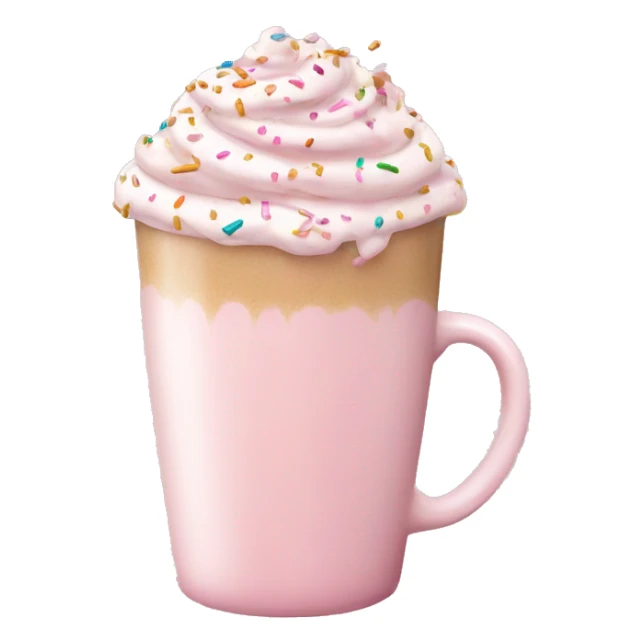Light pink latte with sprinkles tied with a bow sticker