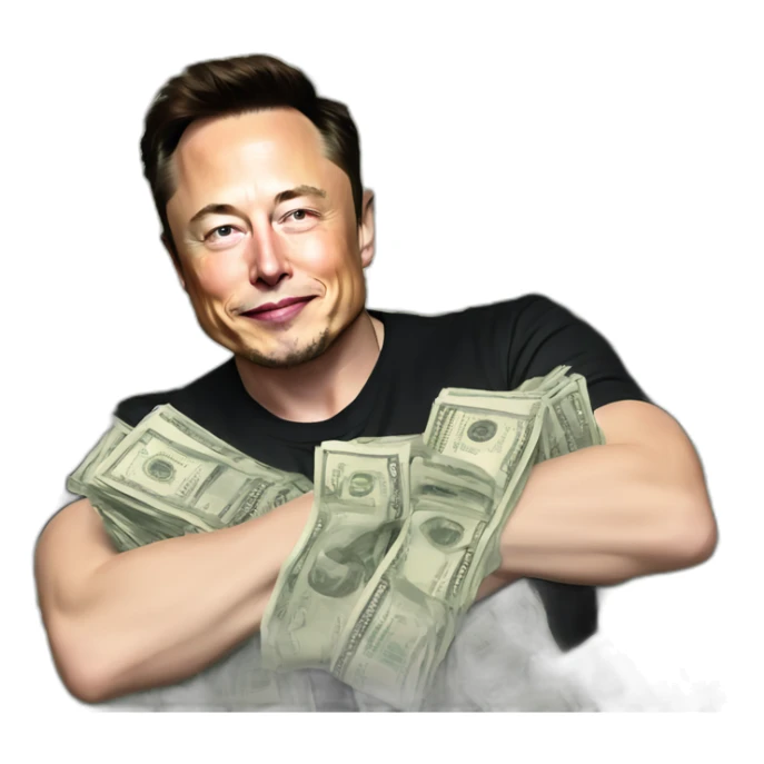 Elon musk flexing bands of money cash sticker