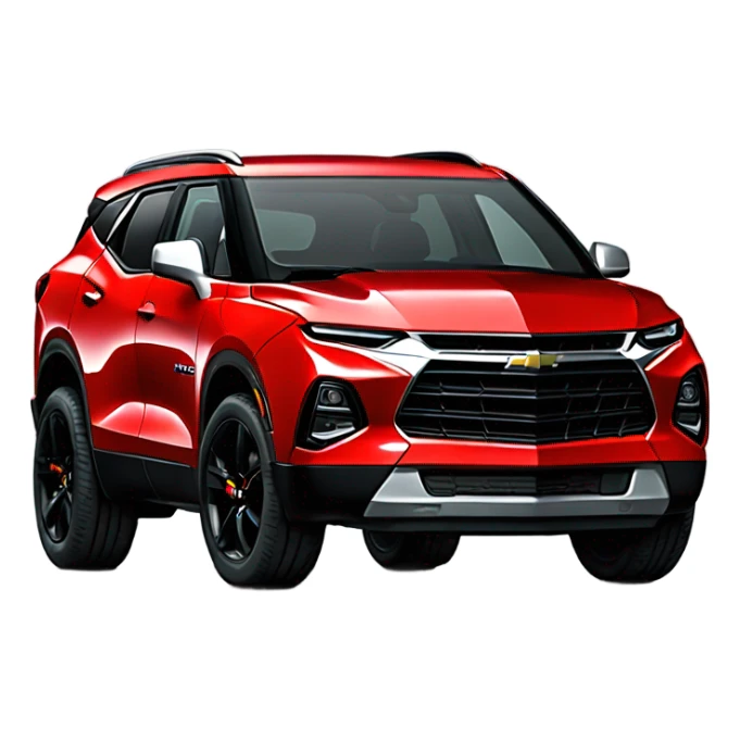 Red 2020 Chevrolet Blazer black wheels cartoon sticker