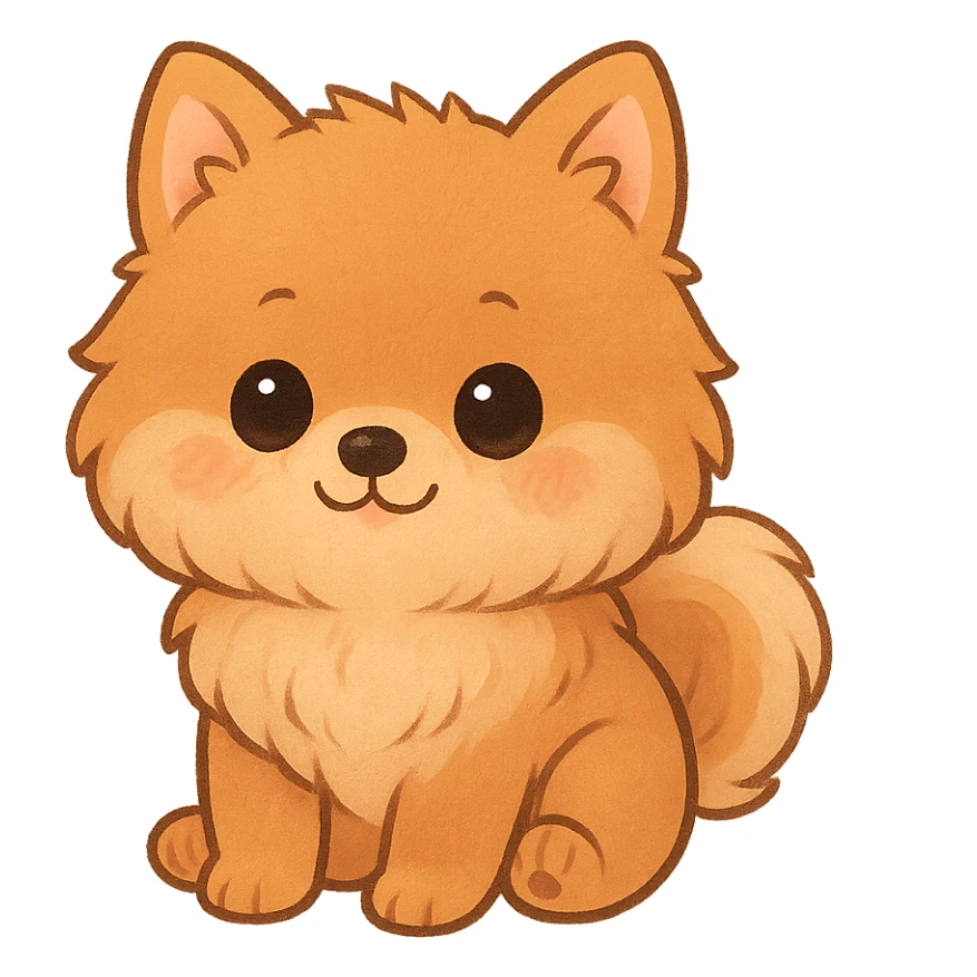 pati color pomeranian puppy sitting, cute and appealing style sticker