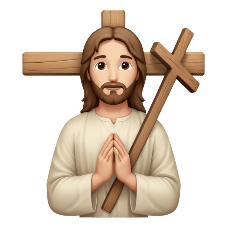 Jesus hands praying with cross symbol, spiritual sticker