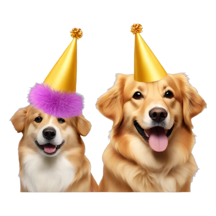 golden retriever with party hat, corgi with party hat sticker