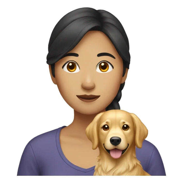 Asian woman with a golden retriever sticker