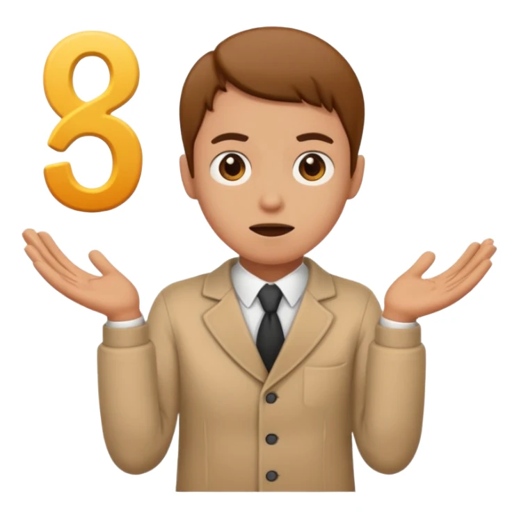 Person shrugging and holding the numbers 6 and 7 sticker