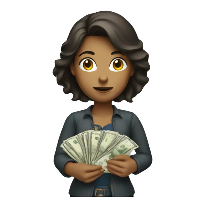 Brunette women holding money  sticker