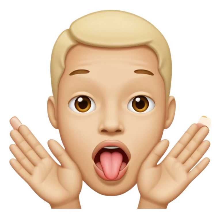 Una cara sacando la lengua y dos manos yendo a afuera  sticker