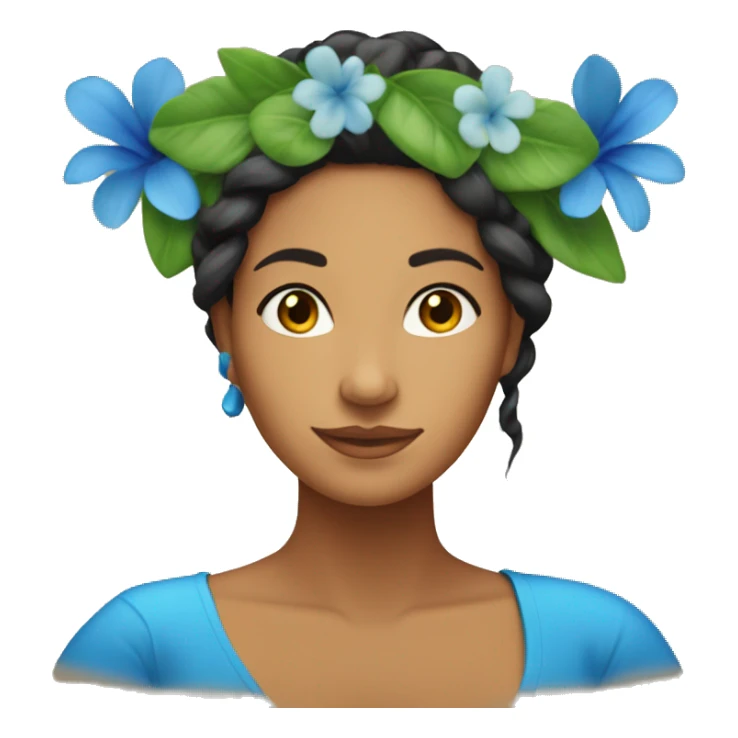 tahitian woman with one blue flower in hair sticker