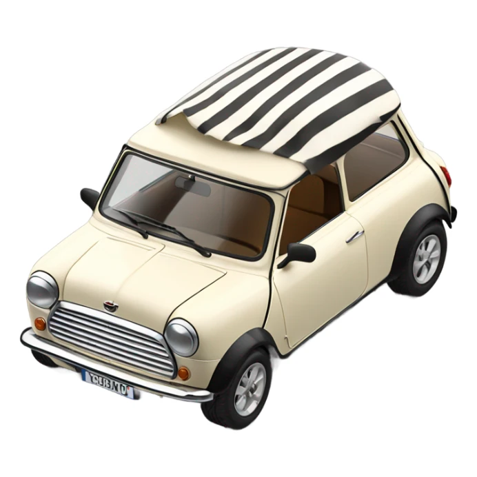 Cream classic mini with stripes and black bonnet cream roof sticker