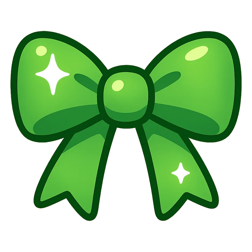 green bow emoji, cute and shiny sticker