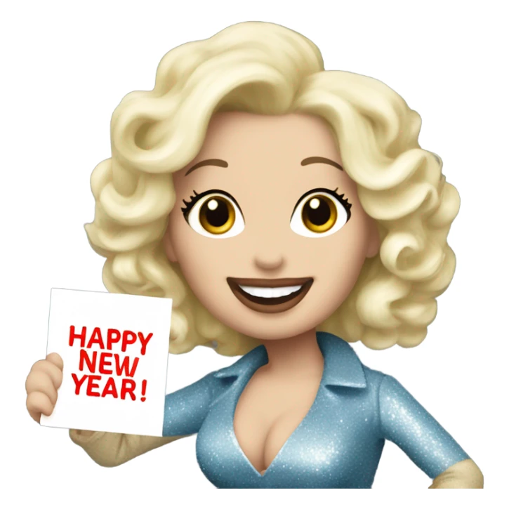Dolly Parton holding happy new year sign  sticker