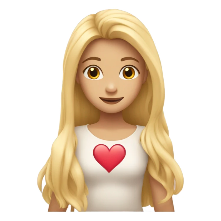 Girl blonde long hair with hands mae heart sticker