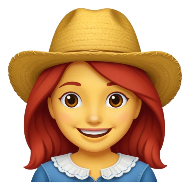Crea un emoji de una muchacha pelirroja vaquera sticker