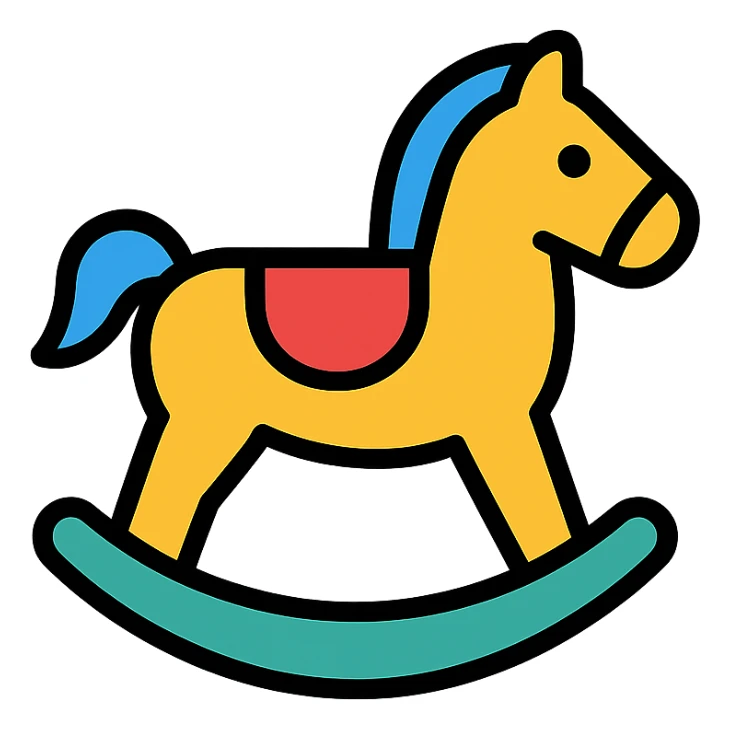 colored rocking horse icon sticker