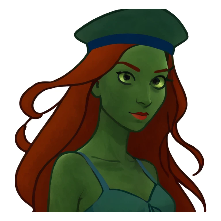 Woman long red hair blue eyes long eyelashes sticker