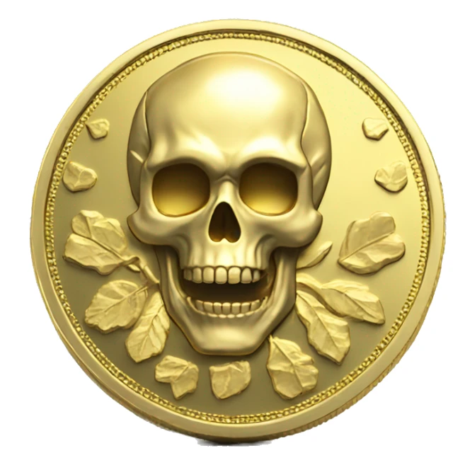 A skull 3D coin skullCoin color gold   sticker