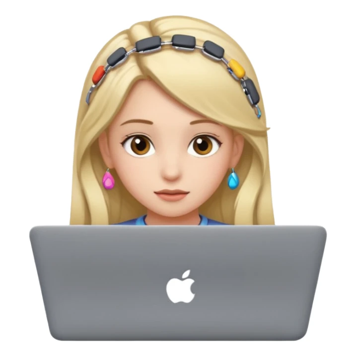 Laptop wearing clips in her hair sticker