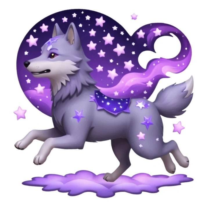 A wolf of winterfell running under lilac stars sticker