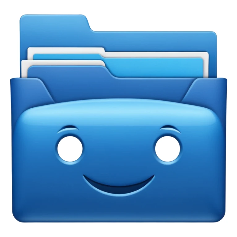 A **simple emoji-style icon** of a **blue multipocket folder**, clean and minimal, with **layered inner tabs**, subtle shading, and a **small blue Volkswagen Jetta car symbol** on the front. blue folder
 sticker